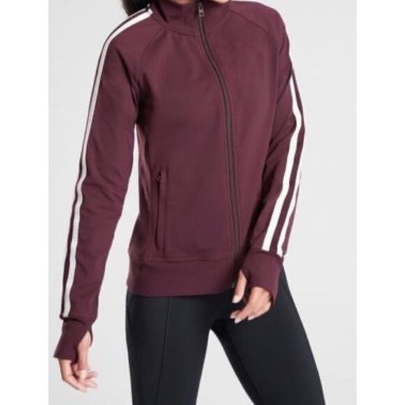 ATHLETA Circa Burgundy Zip Up Track Jacket XS - Picture 1 of 9